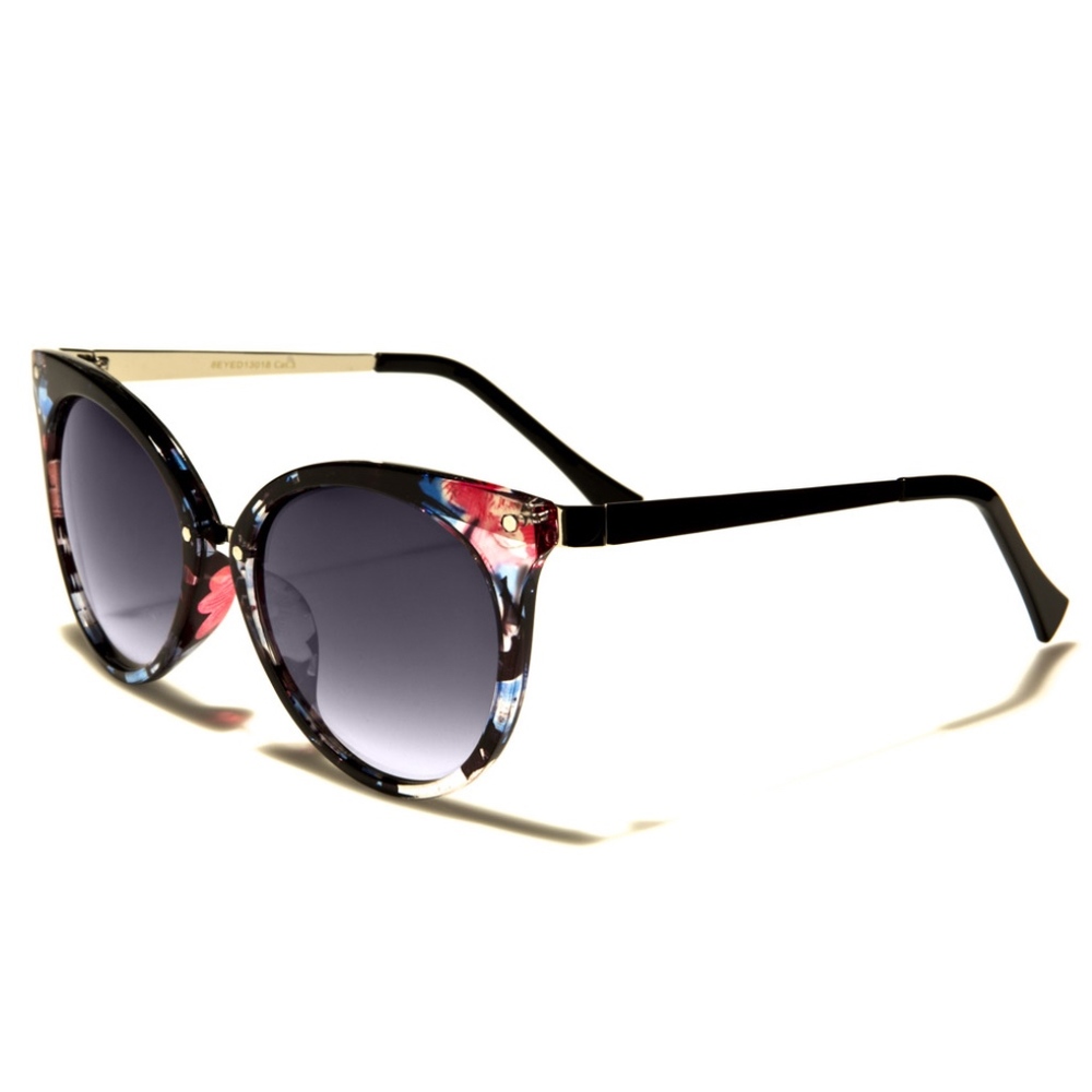 Round Cat Eye Fashion Sunglasses Black Brown - Picture 4 of 6